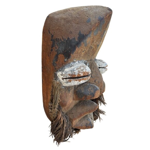 Dan Tribal Wooden Mask Wall Art Natural Fiber Guere Tribe  mask Ivory Coast 1950 - Picture 3 of 16